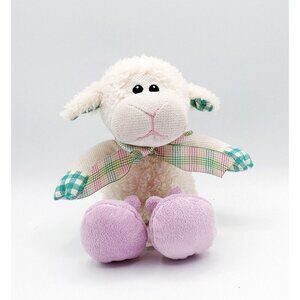 Pier 1 Imports White Lamb Plush Bunny Slippers Stuffed Animal Sheep 11"